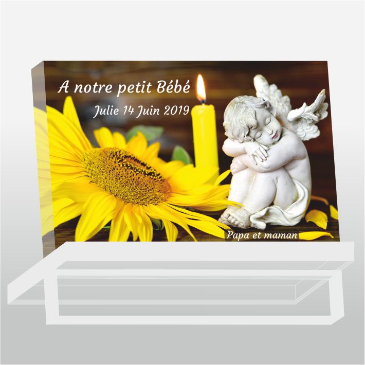 Plaque funéraire un ange blanc